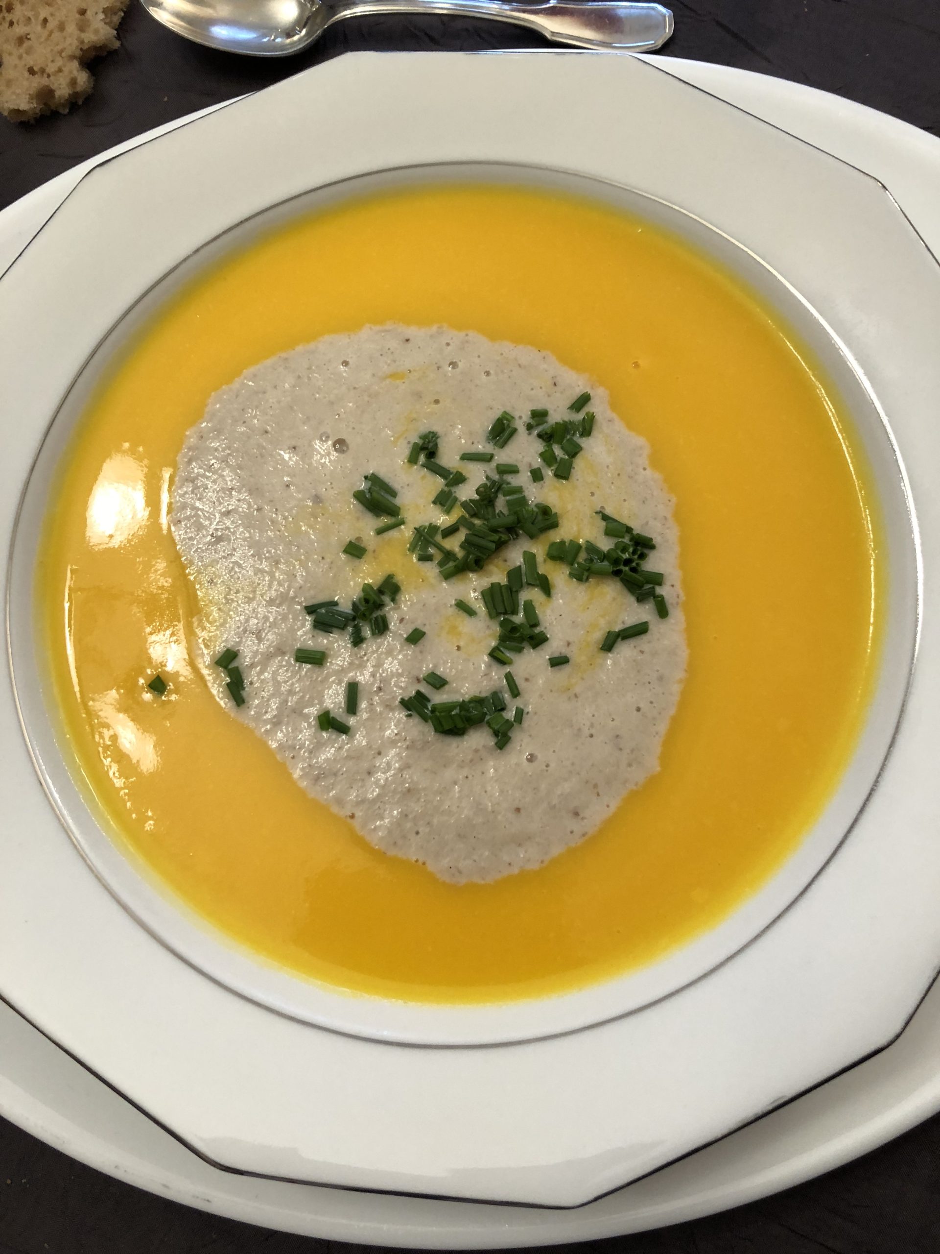 Velouté de potimarron et champignons chitaké